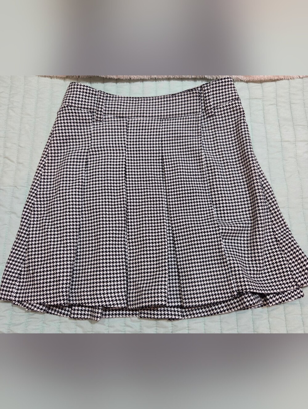 Women's Black & White Houndstooth Skater Skirt